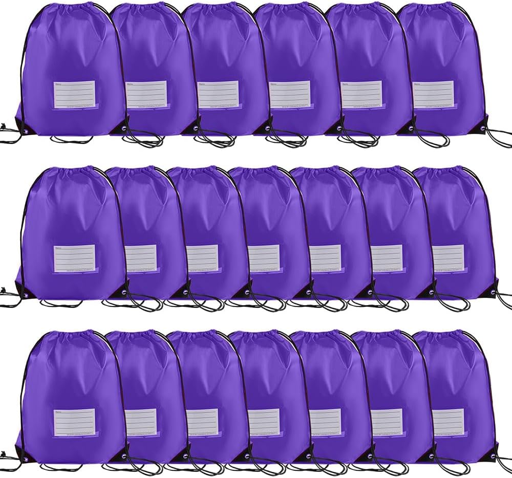 20 Pcs Drawstring Bags,Bulk Draw String Backpack, DIY Gym Sports Cinch Bag Sackpack for Women Men, Purple