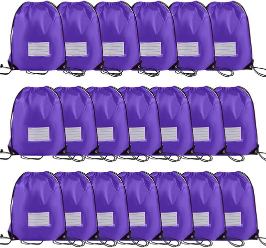 20 Pcs Drawstring Bags,Bulk Draw String Backpack, DIY Gym Sports Cinch Bag Sackpack for Women Men, Purple