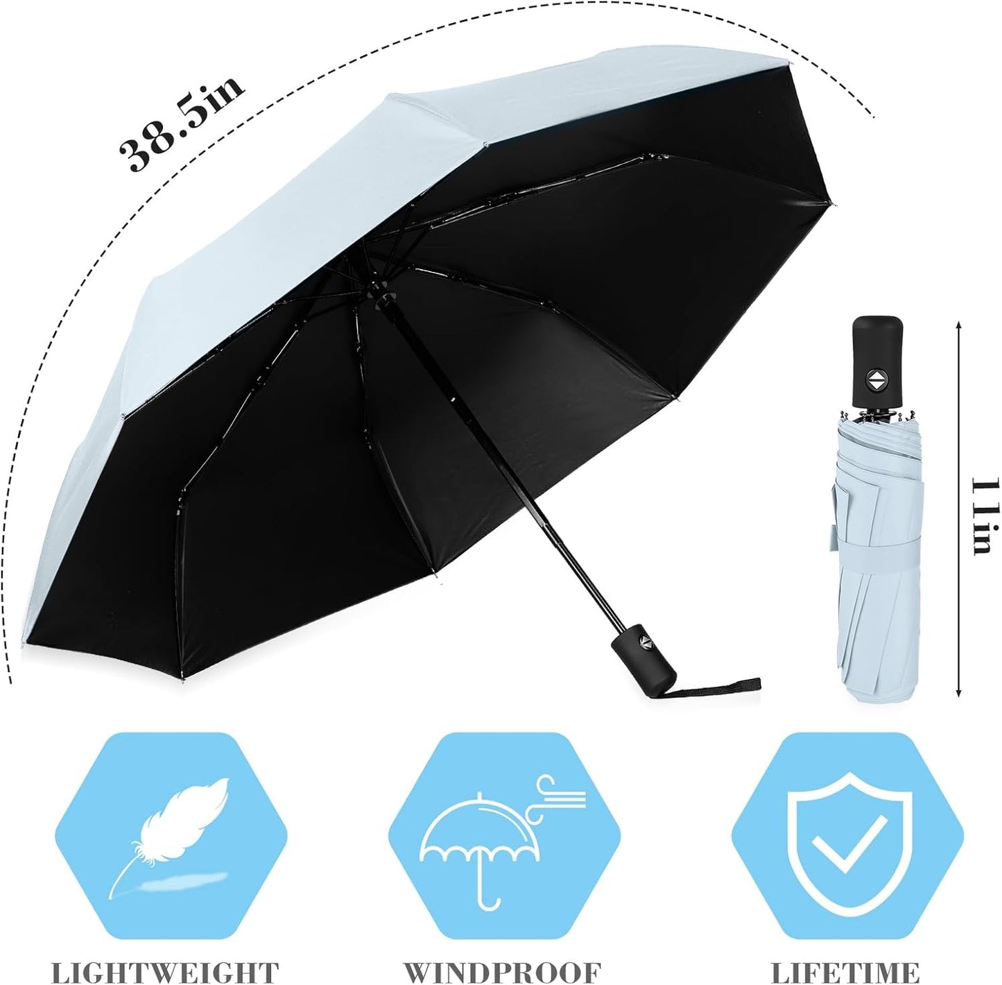 Jexine 6 Pcs Travel Compact Umbrella Automatic Open Close Windproof Small Light Backpack Purse Car Portable Collapsible Umbrella for Rain, Men Women
