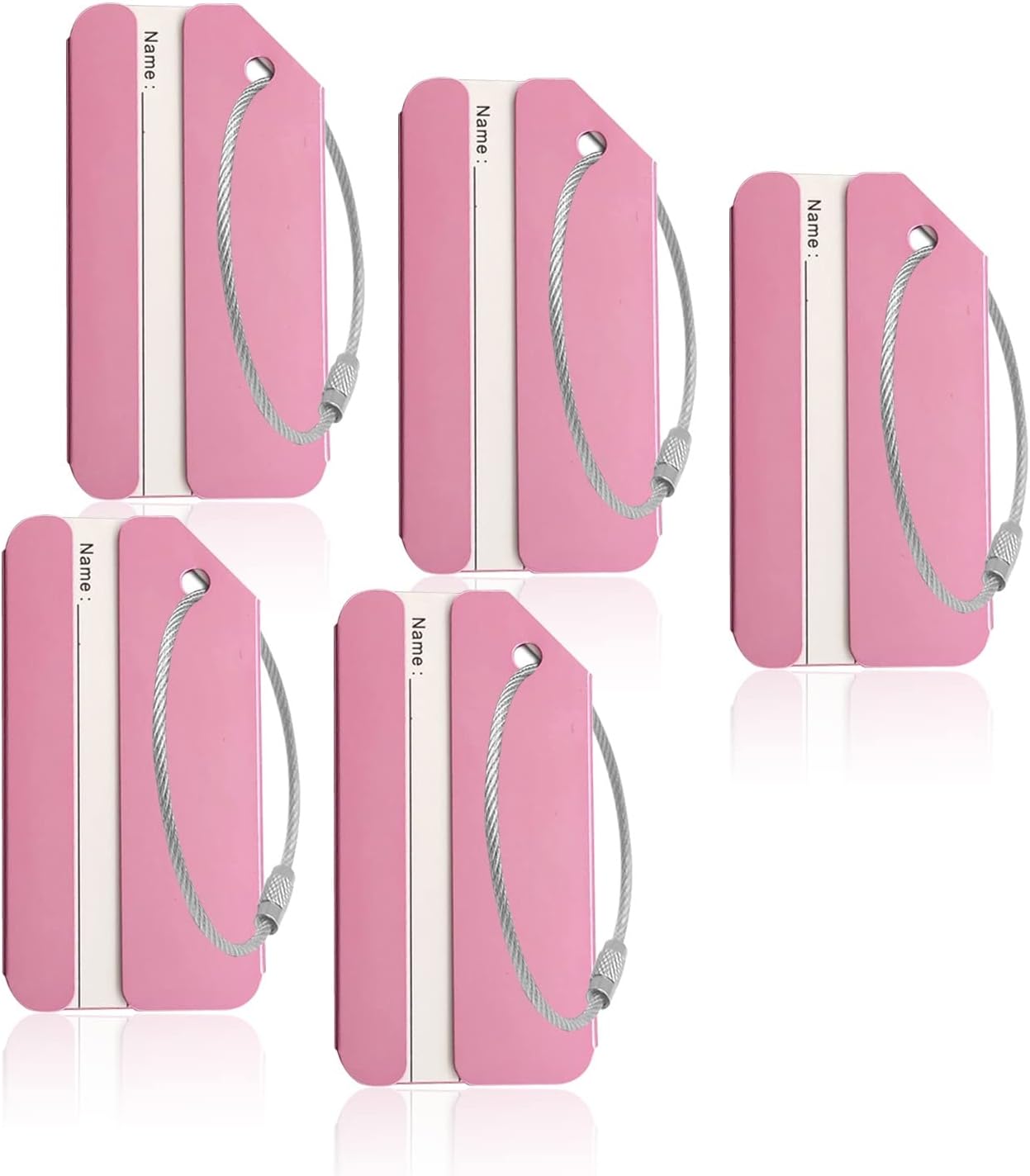 Aluminum Luggage Tags, Luggage Tag Holders for Travel Luggage Baggage Identifier by Ovener (5Pack Pink)