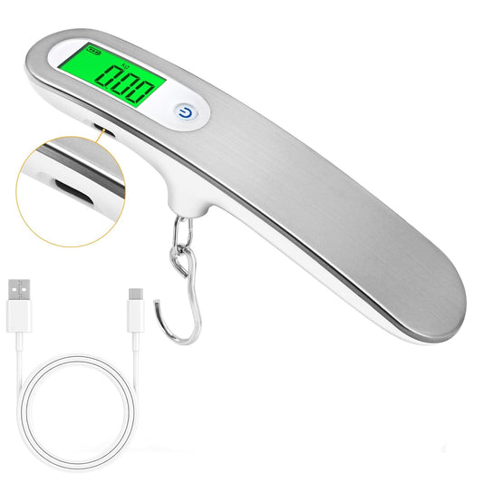 Rechargeable Luggage Scale with Hook & Type-C Port - Portable, Digital, High-Precision, and Ideal for Backpacks, Suitcases, and Carry-Ons - Up to 110lb/50kg Capacity -Hook