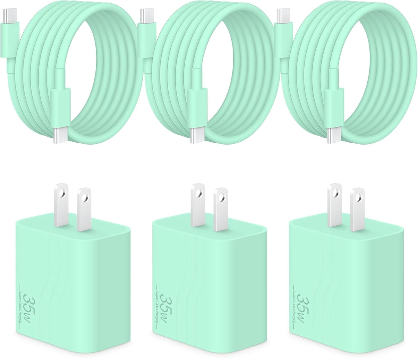 35W i Phone 17 16 15 Charger Fast Charging, 3-Pack USB C Charger Block Type C Chargers 6 FT Type C to C Cable for iPhone 17 Air/17/17 Plus/17 Pro/17 Pro Max/16/16 Plus/16 Pro Max/15 Series-Green