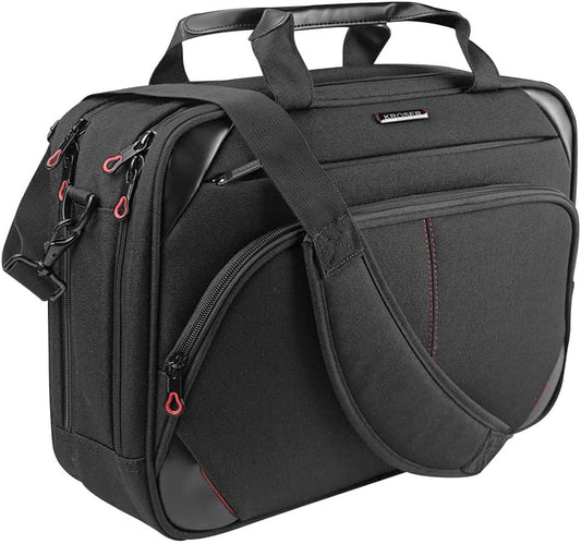KROSER Laptop Bag 15.6 Inch Laptop Briefcase Laptop Messenger Bag Water Repellent Computer Case Laptop Shoulder Bag Durable Tablet Sleeve with RFID Pockets for Business/College/Women/Men-Black/Red
