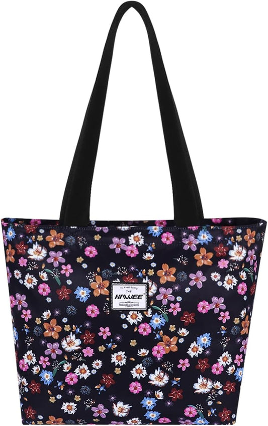 Tote Bag with Zipper for Women Inside Mesh Pocket Heavy Duty Casual Anti-water Cloth Travel Shoulder Handbag