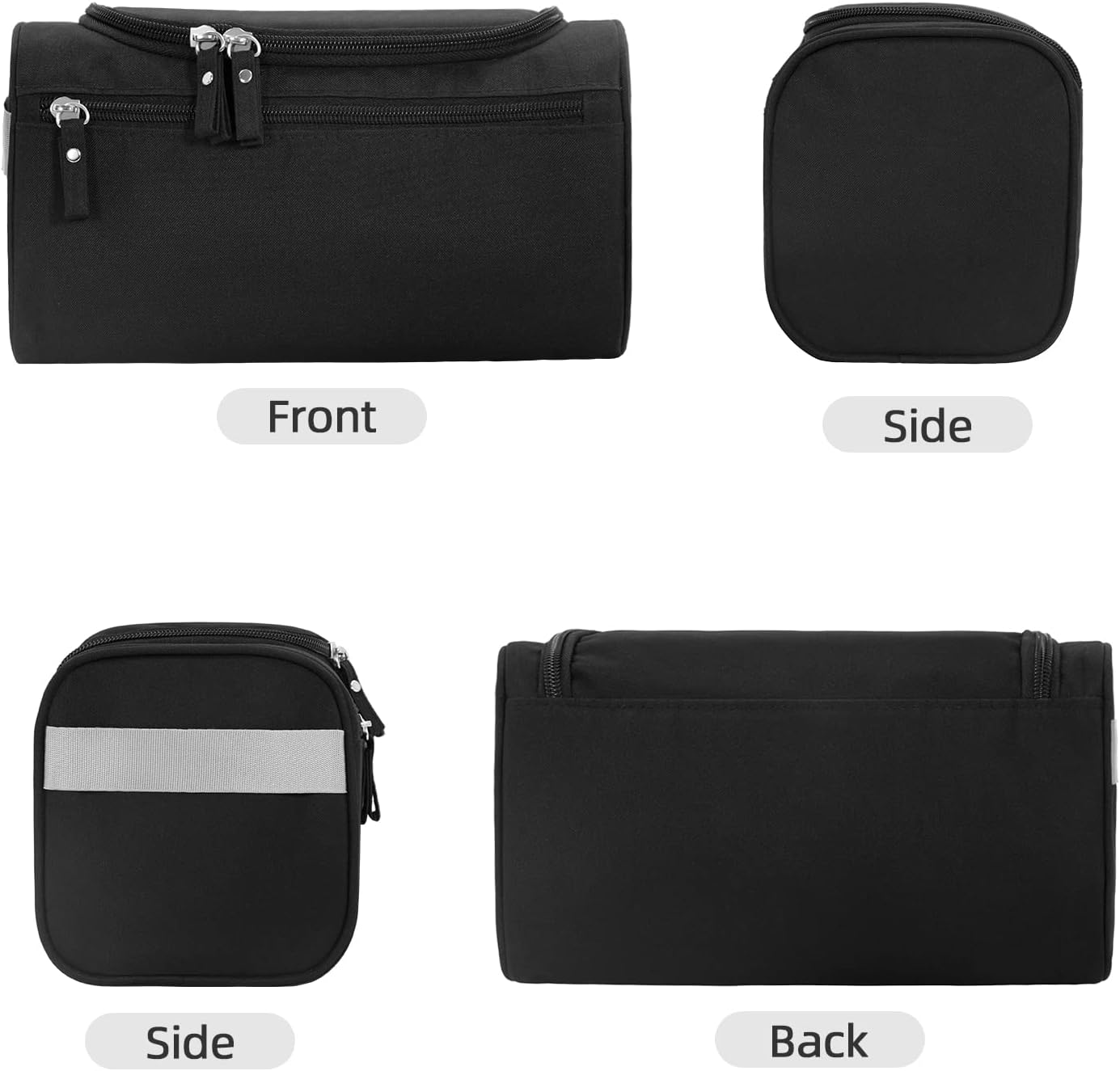 Buruis Travel Toiletry Bag for Men and Women, Hanging Toiletry Organizer Cosmetics Makeup Bag, Water-resistant Dopp Kit Shaving Bag, Small Toiletry Bag for Travel Essentials, Accessories (Black)