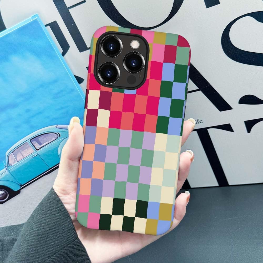 SEized Case Compatible with for iPhone 14 Pro,Colorful Checkerboard Phone Case for Girl Women Boy Men,Durable Protection Case for iPhone 14 Pro