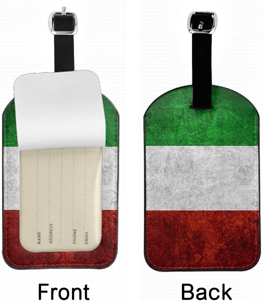 Italian Flag Luggage Tag Vintage Italy Banner Grunge Green White Red National Country Suitcase Tag