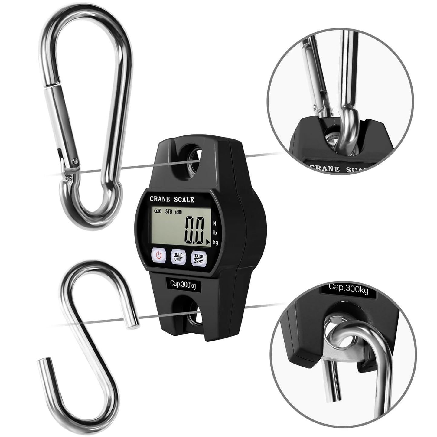 Digital Hanging Crane Scale 660LB/300KG， Deer Hunting Scales, Farm,Fishing, Fish, Meat，Game,Luggage