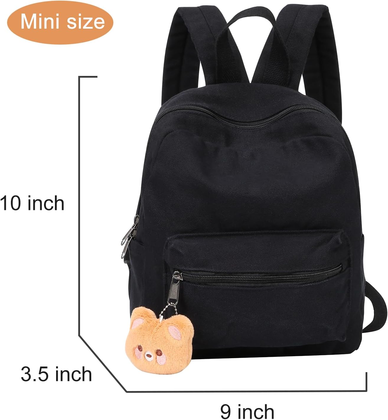 Phaoullzon Teen Girls Mini Backpack Purse Kids Canvas Small Tiny Cute Bag,Black