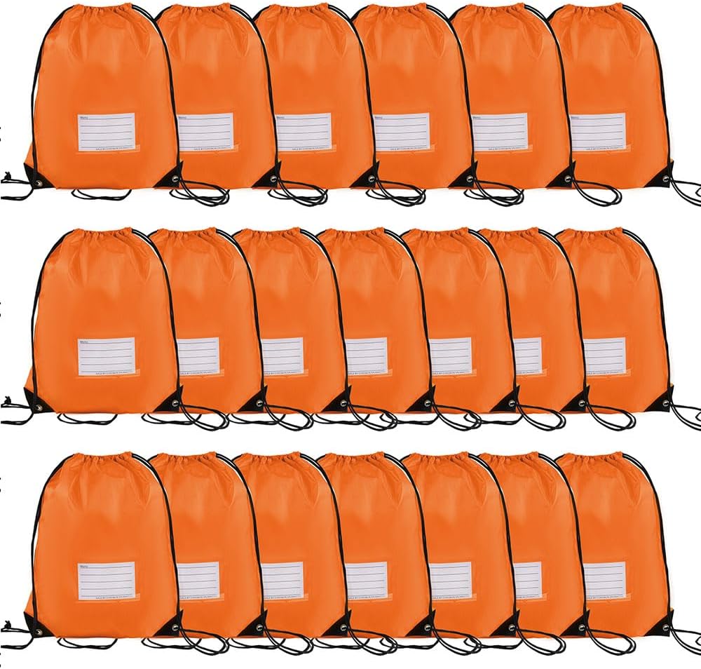 20 Pcs Drawstring Bags,Bulk Draw String Backpack, DIY Gym Sports Cinch Bag Sackpack for Women Men, Orange