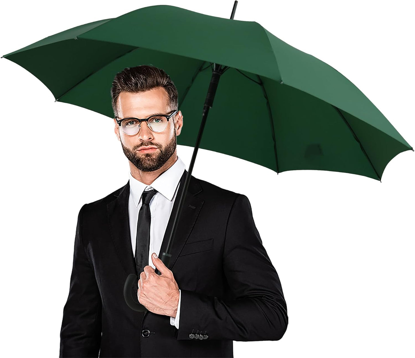Large Stick Umbrella Windproof Automatic Open 50 Inch Umbrella with Hook Handle,Over Sized J Handle Umbrellas for Men and Women,Windproof Unbreakable Stick Rain Golf Umbrella.