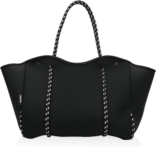 Neoprene Beach Bag for Women, Large Travel Tote Gym & Pool Bag, Detachable Pouch