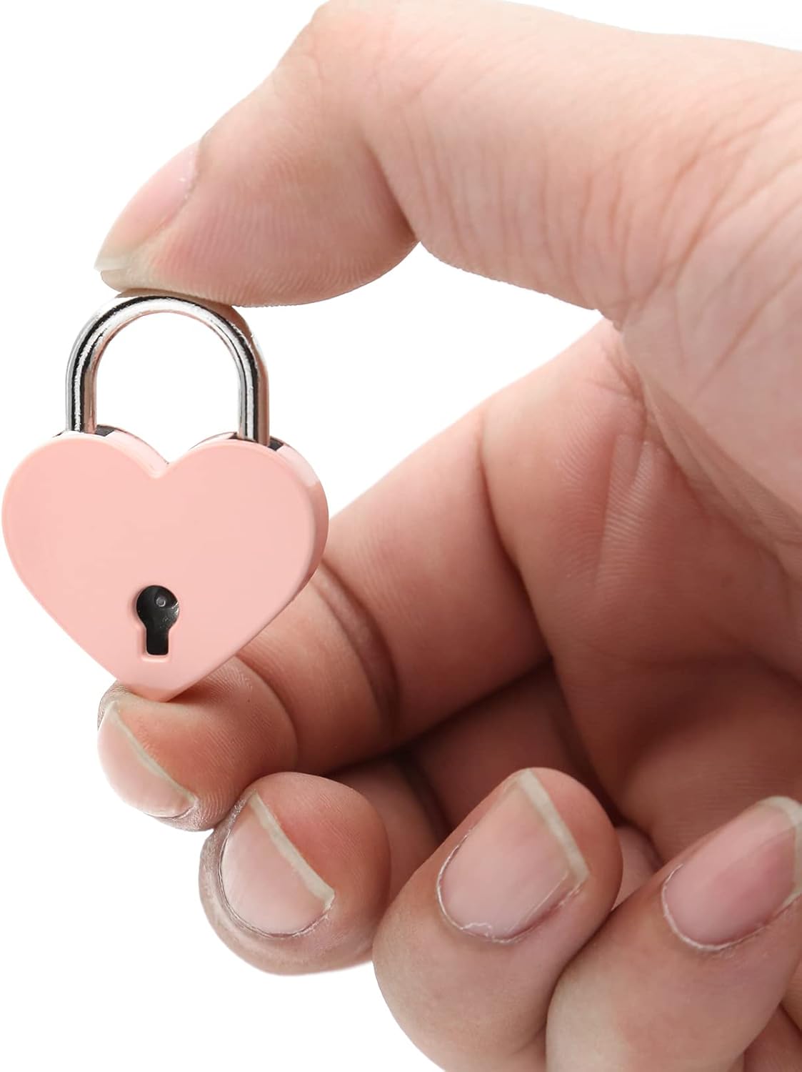 4 Pcs Pink Padlocks Key Lock with Key, Mini Love Heart Head Luggage Locks, Modern Fashion Style