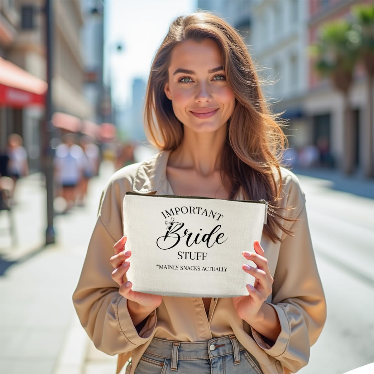 Bride Gifts Bridal Shower Wedding Gifts Bridal Shower Gifts Wedding Makeup Bag Cosmetic Bag for Women Female Lady Friend Coworker Bachelorette Party Fiance Gifts Bachelorette Gifts for Bride