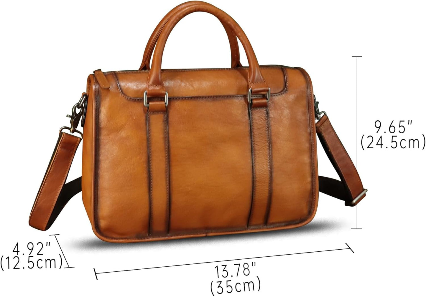 Genuine Leather Messenger Briefcase Bags for Men Vintage Real Leather Shoulder Purse Crossbody Bag Computer Laptop Bag