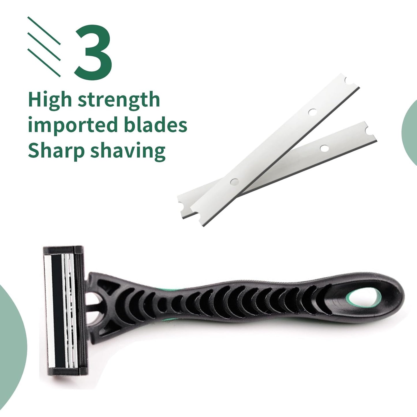 Men's Disposable Razors, 3-Blade Razors with Lubricating Strip and Pivoting Head, | Disposable Mens Razors for Shaving Sensitive Skin 12 count Green