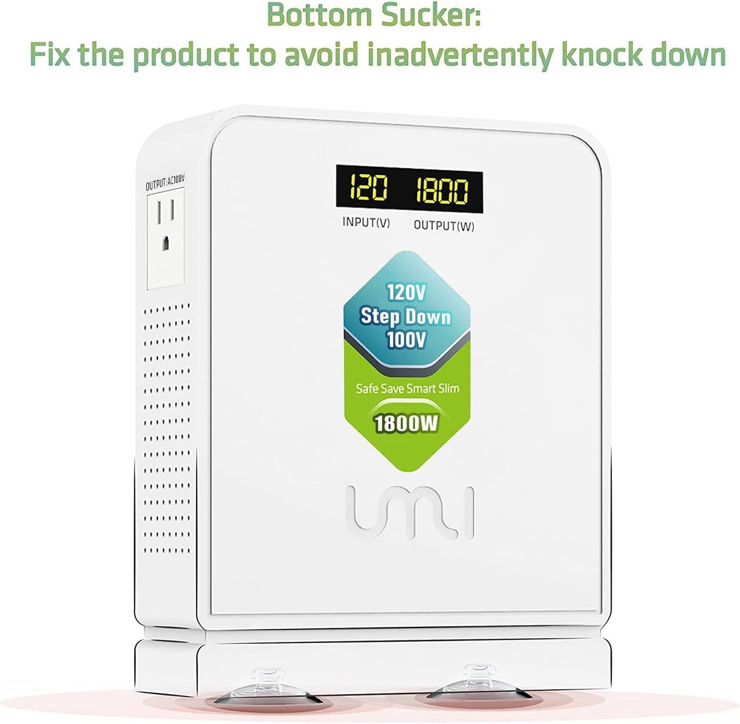 UMI 1800 Watt Voltage Converter Transformer - Heavy Duty Step Down AC 120V to 100V Power Converter - for Japan Appliances Use in US Canada Mexico – CE Certified [3-Year Warranty]