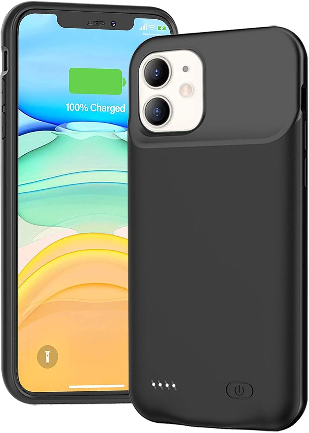 Battery Case for iPhone 11, Full Encircle 7000mAh Ultra-Slim Rechargeable Smart Portable Charging Cover Extended Battery Pack Compatible with iPhone 11 (6.1 inch) Charger Case Support Carplay-Black