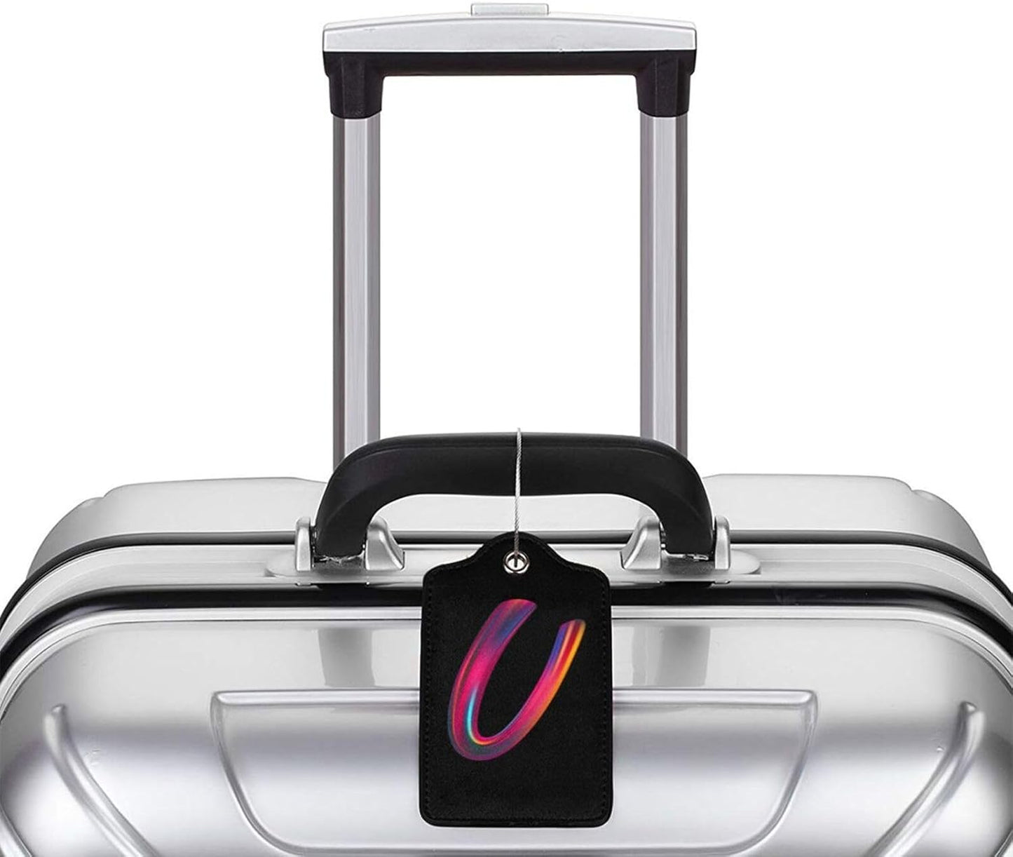 2 Pack Initial Luggage Tags for Suitcase, Colorful Letter Design Cruise Name Bag Tags, Novelty Baggage Identifiers with Full Privacy Cover, Leather ID Label for Women Men Kids Travel, Rainbow Letter U