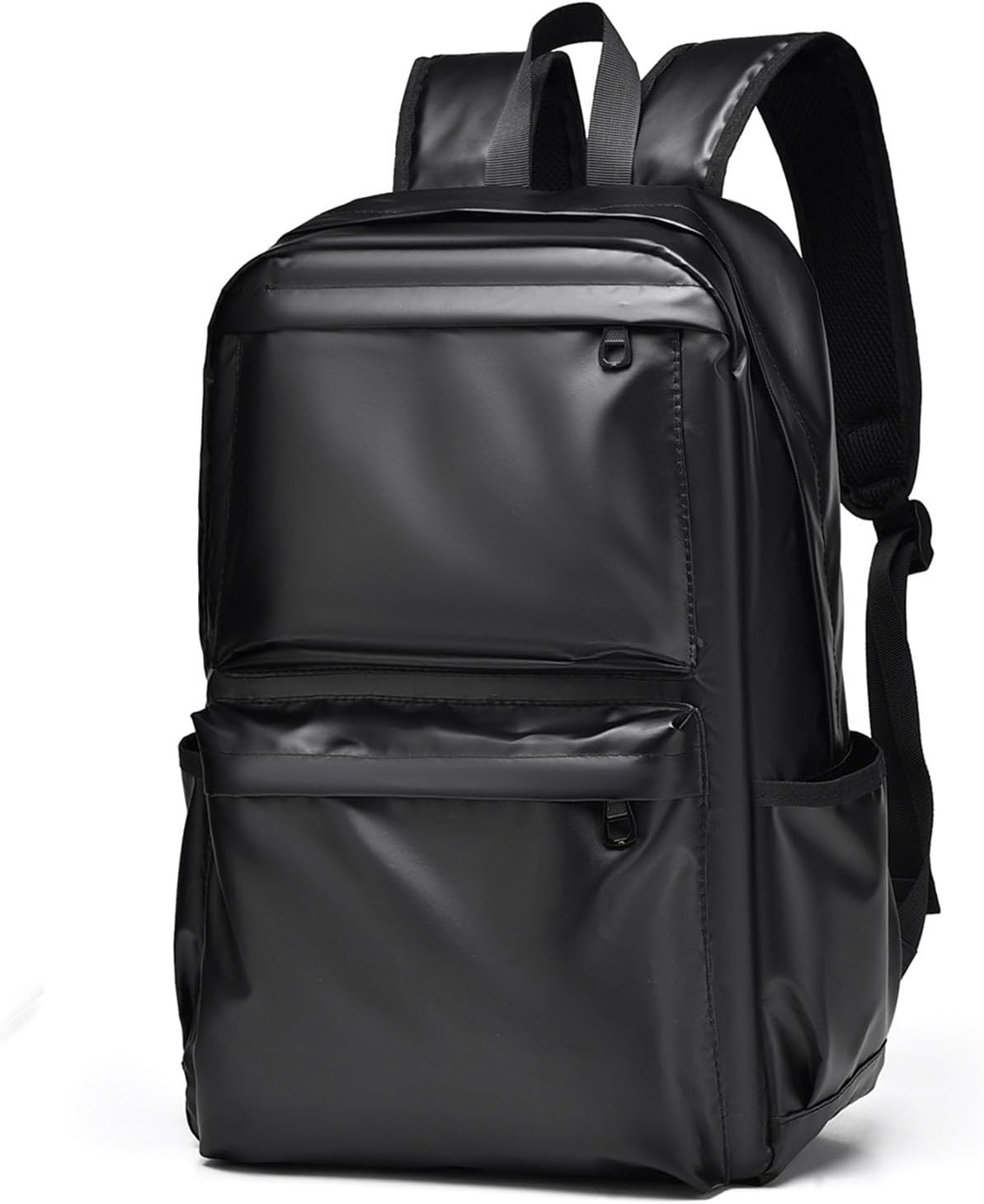 Mens Leather Laptop Backpack,16.1 inch Laptop Bag, Waterproof Business Travel Hiking Daypack Backpack (Black)