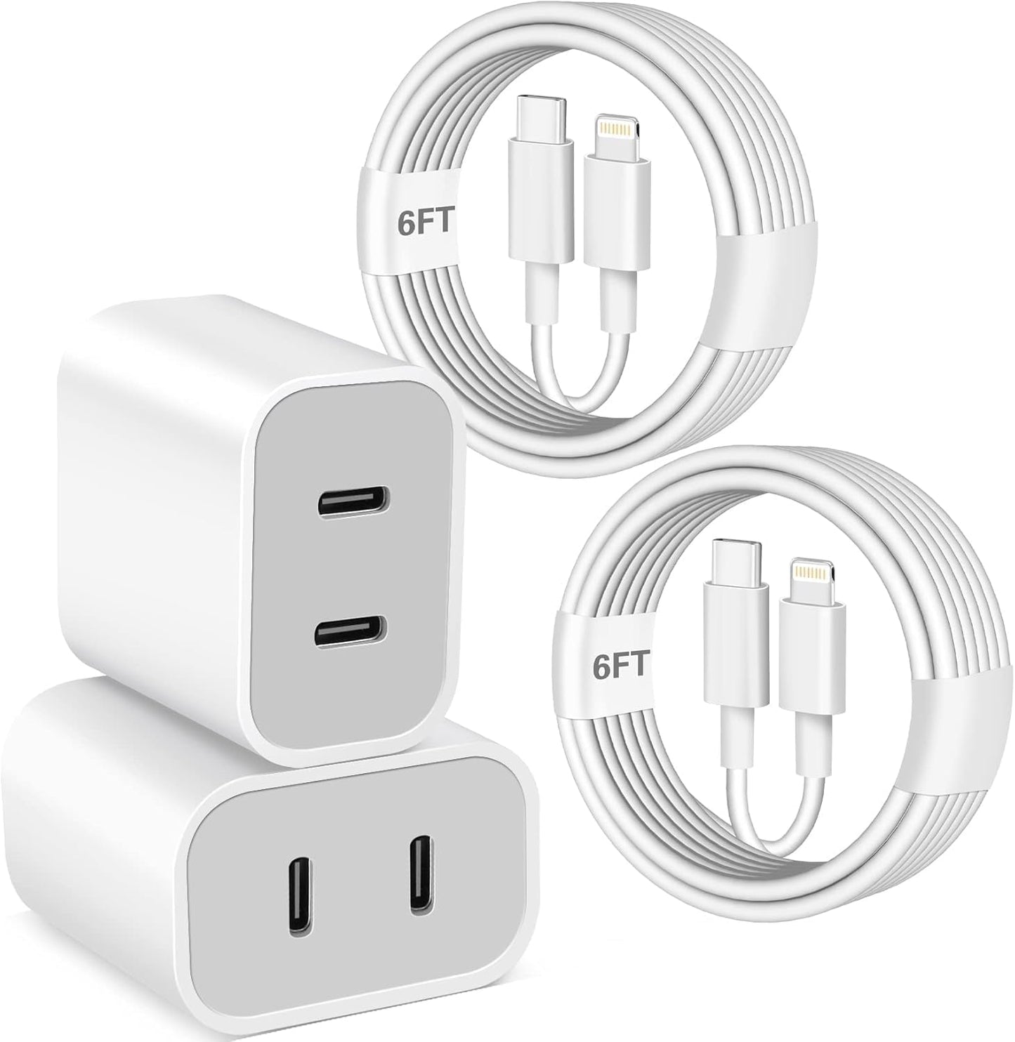 iPhone Fast Charger,Dual Port USB C iPhone Charger Fast Charging [Apple MFi Certified] 2Pack 2in1 Adapter Quick Apple Chargers 6FT Lightning Cable for iPhone 14 Pro Max/13 Pro/12 Mini/11Pro/XS/XR/X/SE