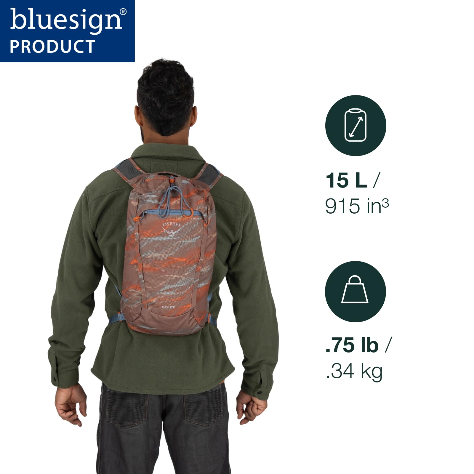 Osprey Daylite Cinch Backpack - Lightweight Travel Bag for Hikes, Festivals, and Everyday, Seaweed
