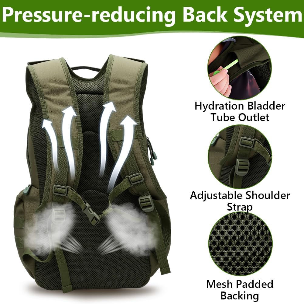 lyrlody Hiking Backpack,Camping Backpack, Hiking Daypack with Rain Cover with 2L Water Bladder