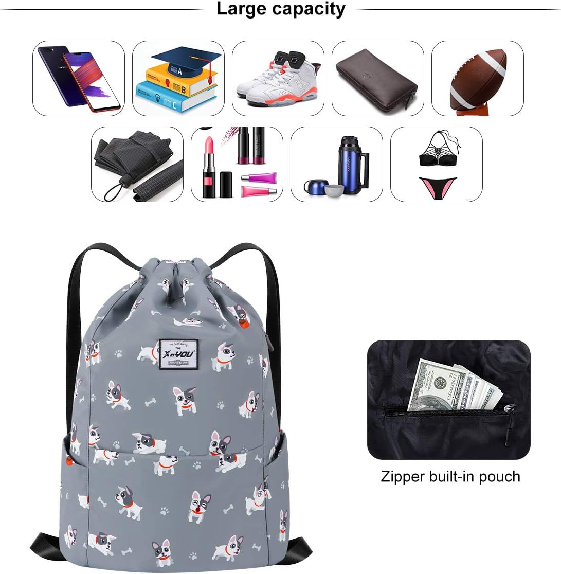XEYOU Drawstring Sports Backpack Lightweight Gym Yoga Sackpack Shoulder Rucksack Casual Outdoor Daypack for Women and Men