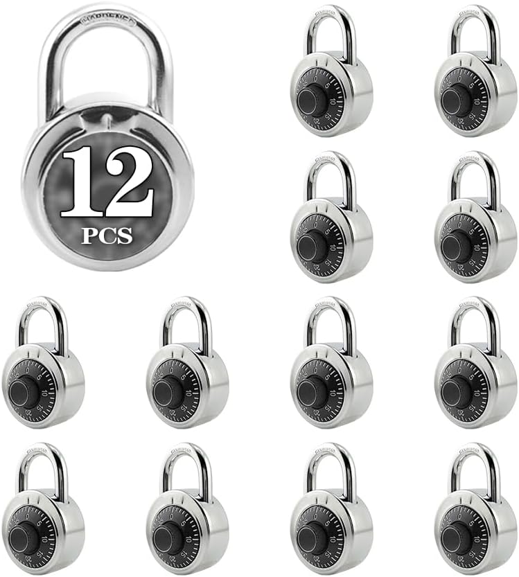 ZonRo Locks Combination Padlock, Fixed Dial Combination Padlock 12 Pack,3 Digit Code Standard Dial Combination, 2 in Wide. 3 in Height, Black Turntable, Lock for Gym & Locker, School, Toolbox