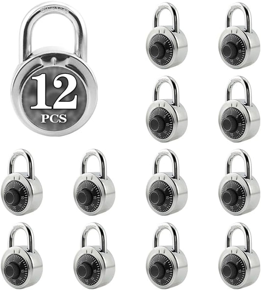 ZonRo Locks Combination Padlock, Fixed Dial Combination Padlock 12 Pack,3 Digit Code Standard Dial Combination, 2 in Wide. 3 in Height, Black Turntable, Lock for Gym & Locker, School, Toolbox