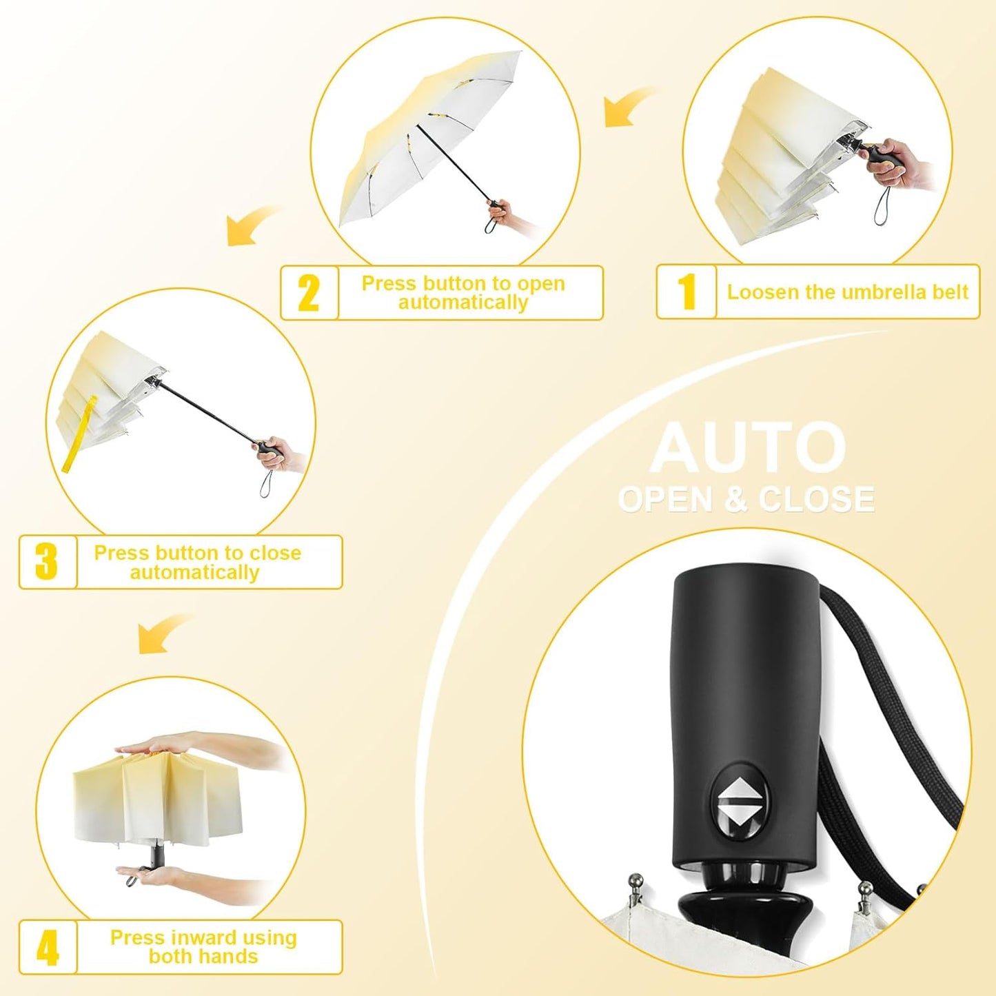 Lejorain Cute Women Sun Umbrella - Automatic Folding UV Protection Lightweight Umbrella Compact Travel Fashion Pretty Collapsible Golf Rain Umbrellas for Women