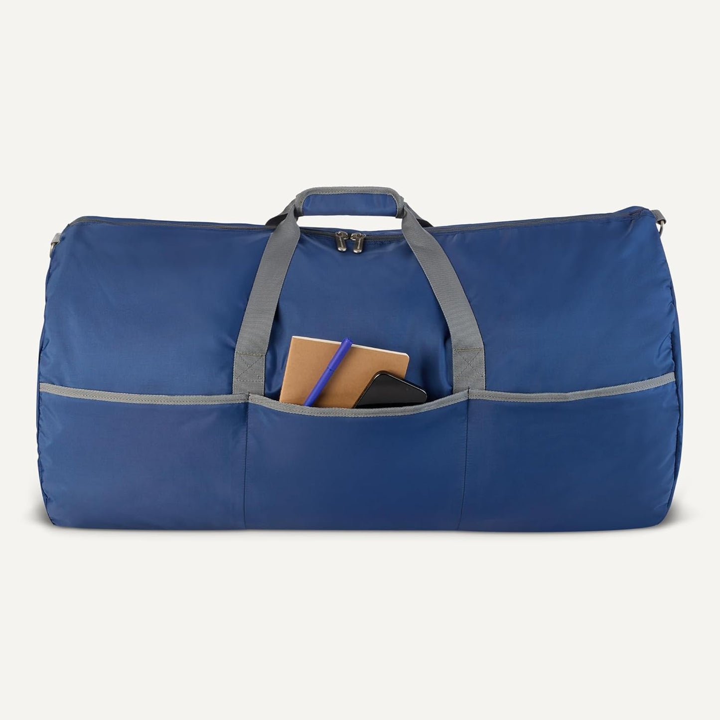 Amazon Essentials 32.4" Extra Large Foldable Nylon Duffel Bag for Travel/Storage with Zippered Pockets, 9254 Cubic Inch (150L), 50-LBS Capacity, Navy Blue (Previously Amazon Basics)