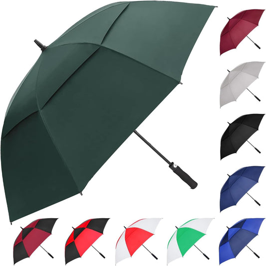 MRTLLOA Extra Large Golf Umbrella, 54/62/68/72 Inch Automatic Open, Oversize Double Canopy Vented Windproof Waterproof Sports Umbrellas for Rain