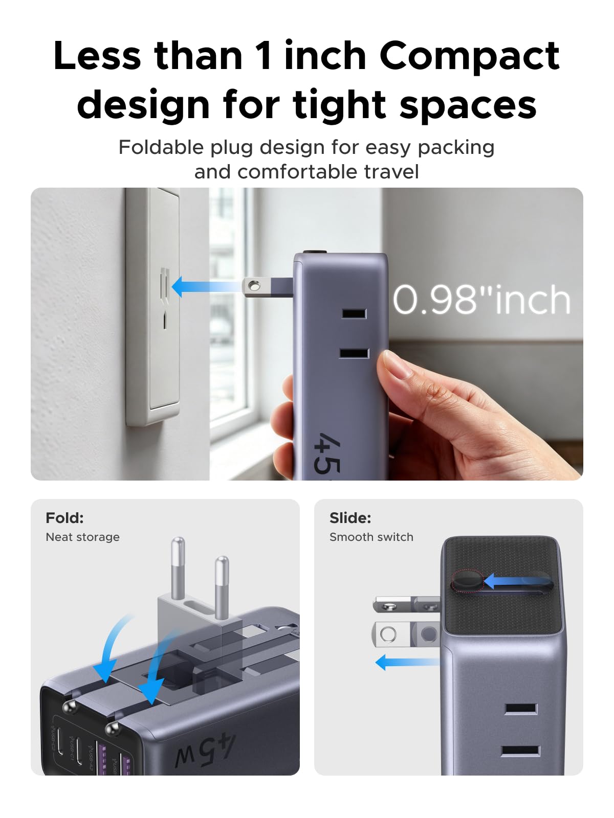 UGREEN 45W 6-Port Universal Travel Plug Adapter Worldwide