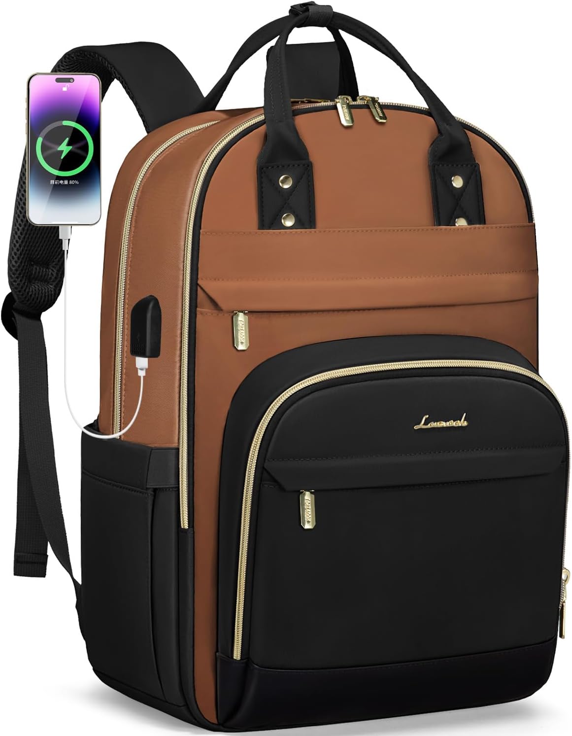 LOVEVOOK Backpack for Women,Laptop Backpack Women,Fits 17 Inch Laptop Bag,School Backpacks,Fashion Travel Work Anti-theft Bag,Waterproof Business Computer College Backpack Purse,Brown-Black