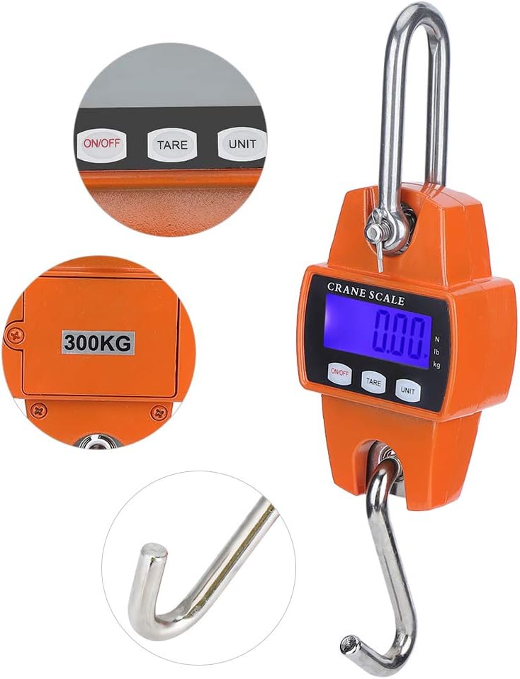 Tyenaza Hanging Scales, 300KG Industrial Crane Scale LCD Digital Electronic Hook Hanging Weight Scale for Large Luggage