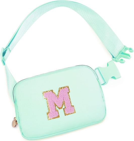 Belt Bag Fanny Pack Crossbody Bags with Initials Letter Patch Cute Stuff Birthday Gifts for Teenager Girls Trendy Stuff for Teens | Light Green,M