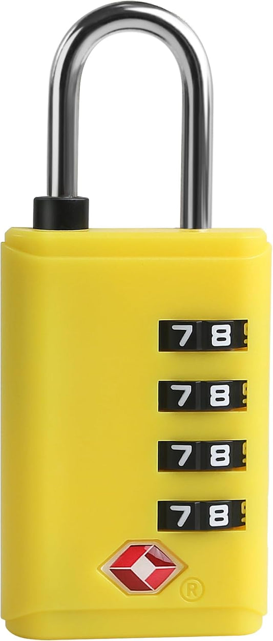 Travel Luggage Locks TSA Approved, Combination Padlock with Open Alert Indicator for Travel Accessories, Combo Lock with Code for Gym Locker, Suitcase, Cabinet, Gun Case, Toolbox (Yellow)