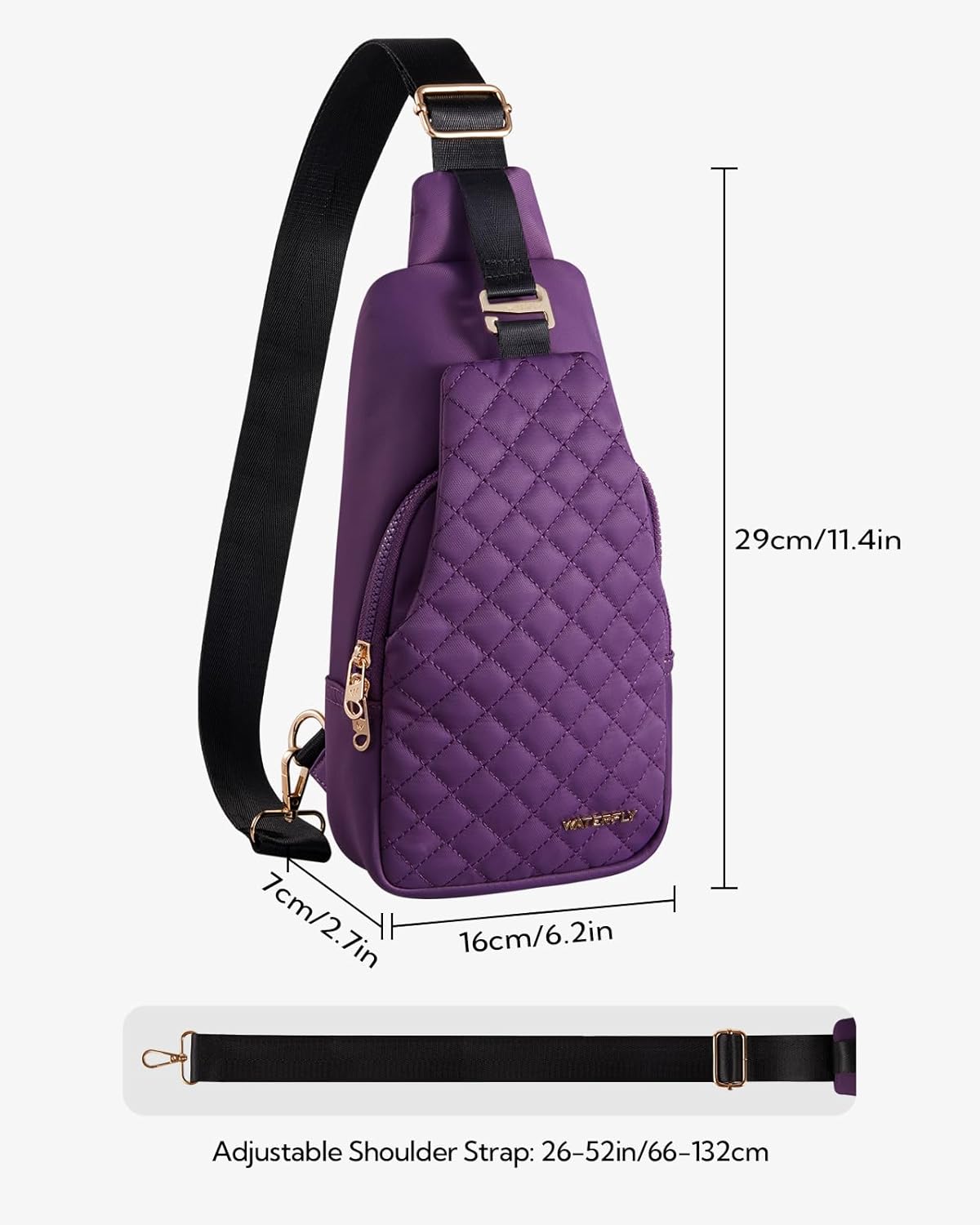 WATERFLY Small Crossbody Sling Backpack: Fashion Chest Crossbody Bag for Women Men Anti Theft Stylish Casual Daypack Trendy Travel Bags-Purple