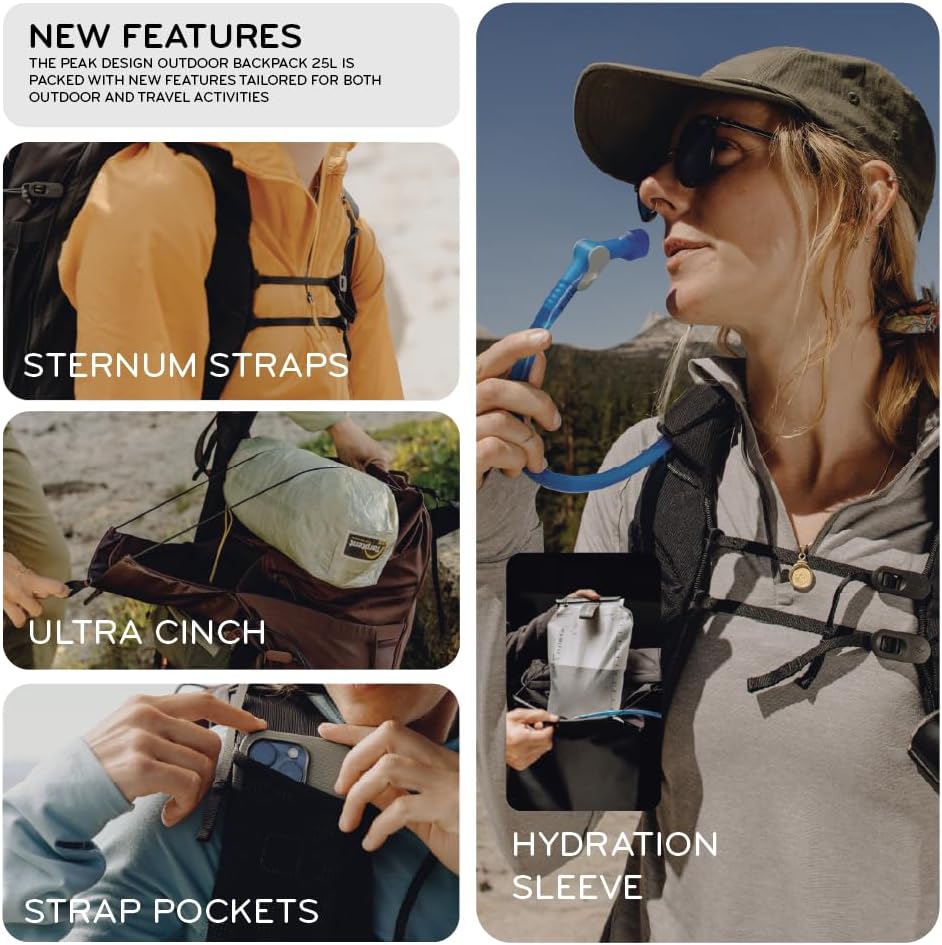 Peak Design Outdoor Backpack 45L, Eclipse, Lightweight Internally-Framed Backpack, Ultra Cinch