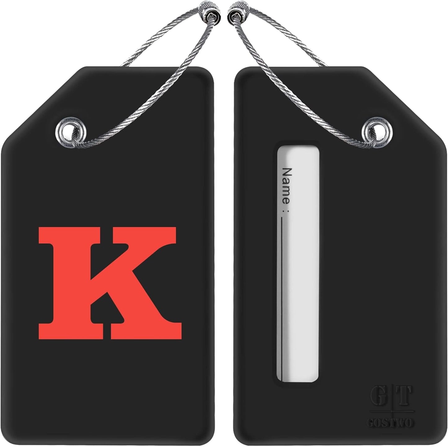 Gostwo 2 Pack Silicone Luggage Tags for Suitcases, 26 Initial Letter Baggage Labels Handbag School