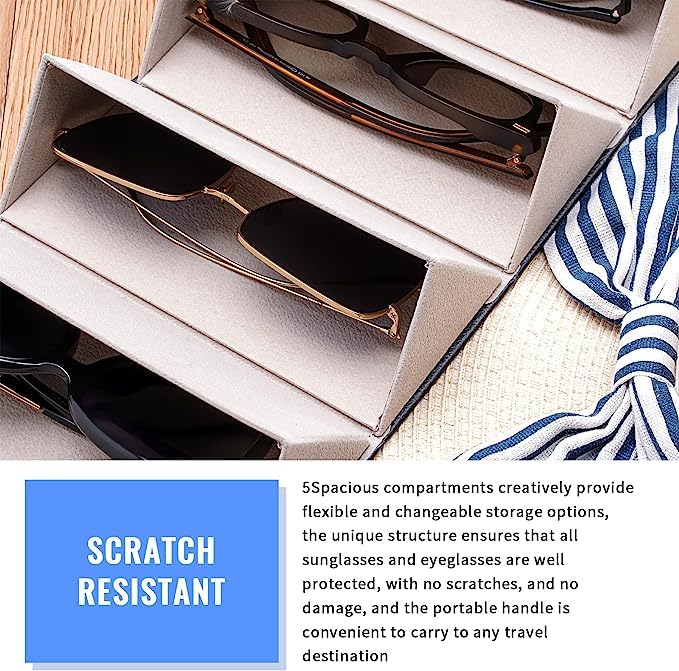 Ticacos Travel Sunglasses Organizer, Sunglasses Travel Case for Multiple Pairs, Multiple Glasses
