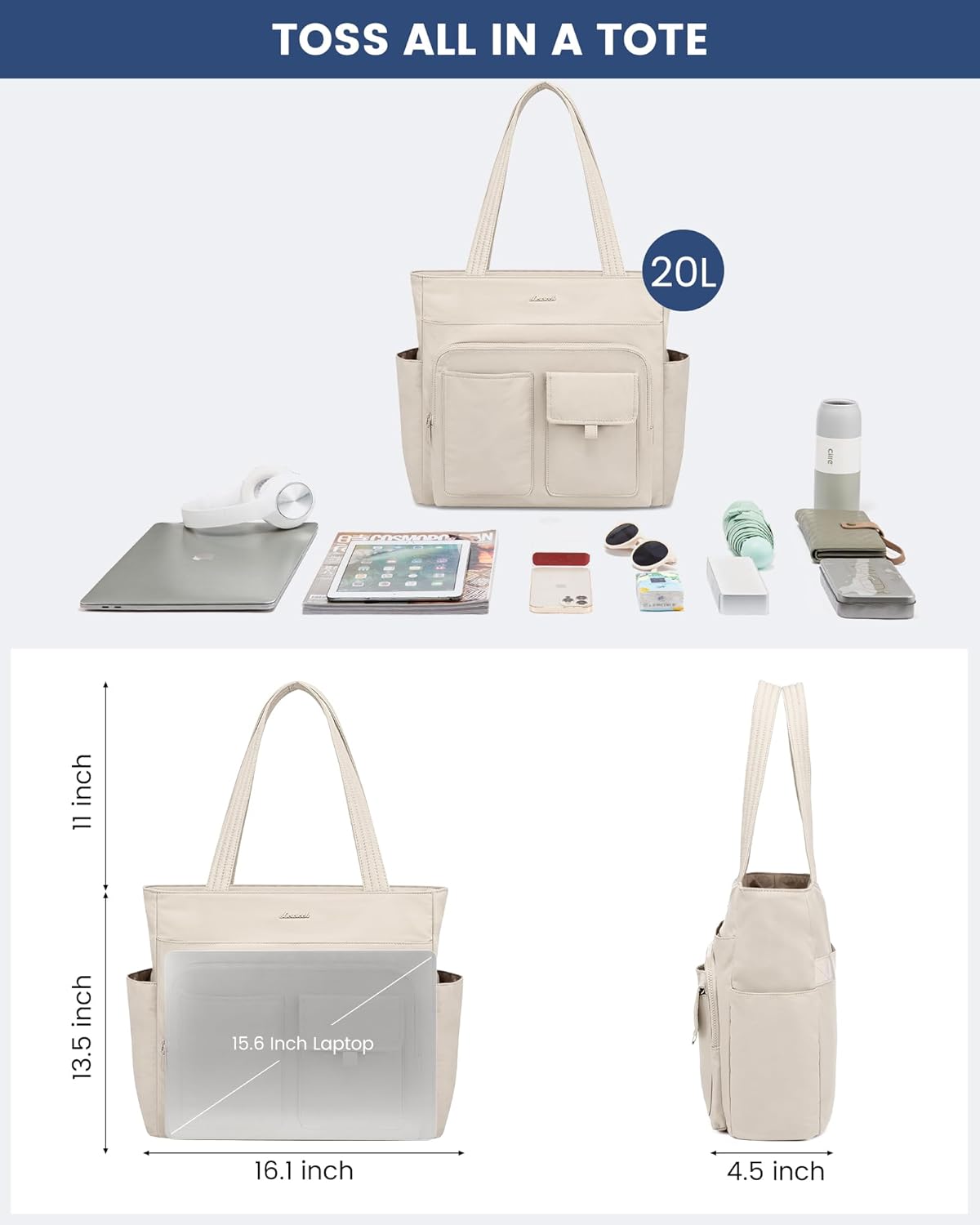 LOVEVOOK Tote Bag for Women,Light Puffer Tote Bag with Multi-pockets,Stylish Carry on Laptop Bags for Daily,Travel,Work,Gym