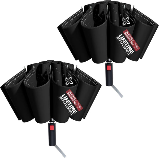 Large Travel Inverted Umbrella, 55" 10 Ribs Windproof for Rain & Sun, Reverse Auto open/close Compact Portable for Men, Reflective Thread for Night Safety