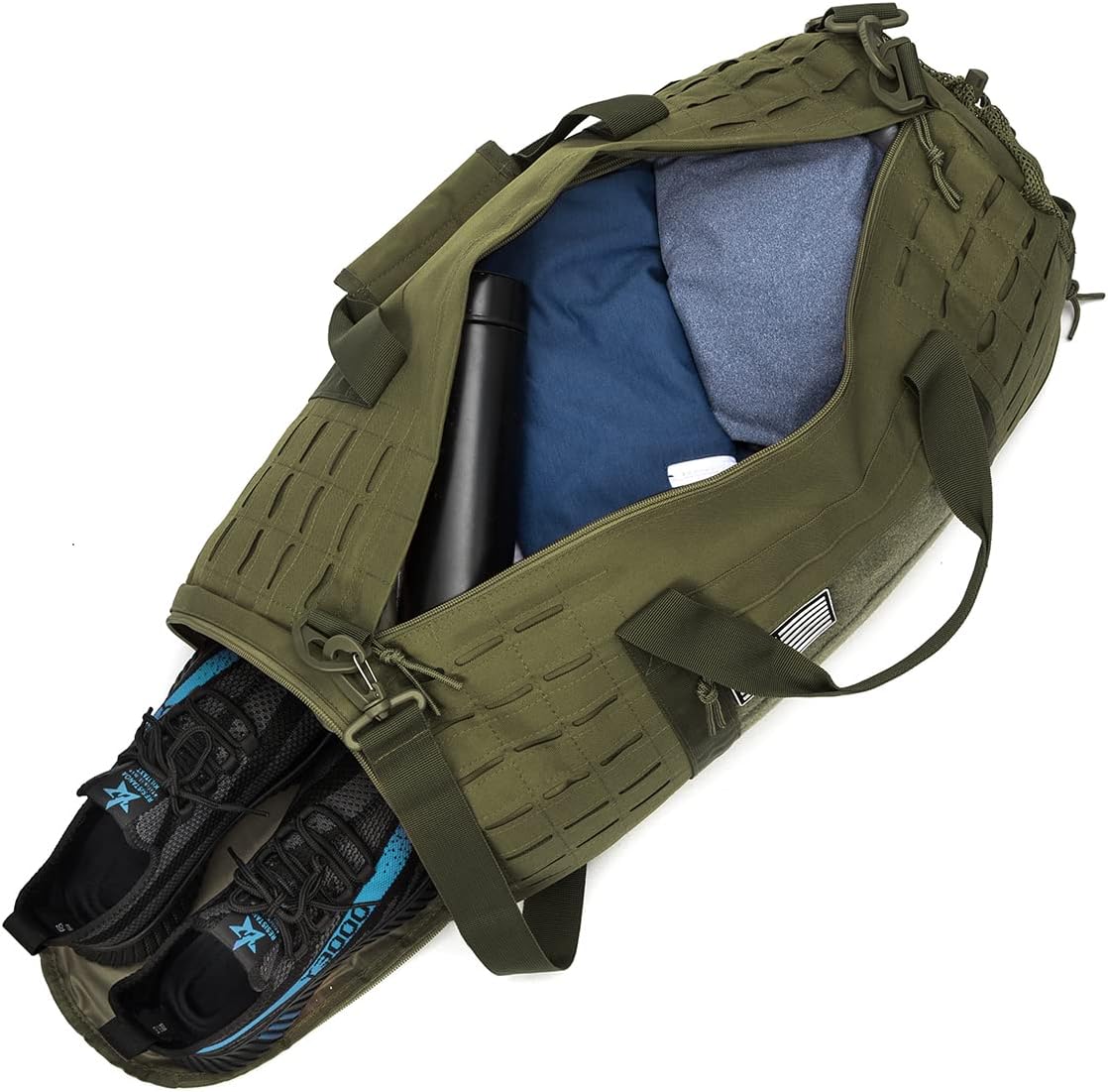QT&QY 40L Military Tactical Duffle Bag For Men Sport Gym Bag Fitness Tote Travel Duffle Bag Training Workout Bag With Shoe Compartment Basketball Football Weekender Bag