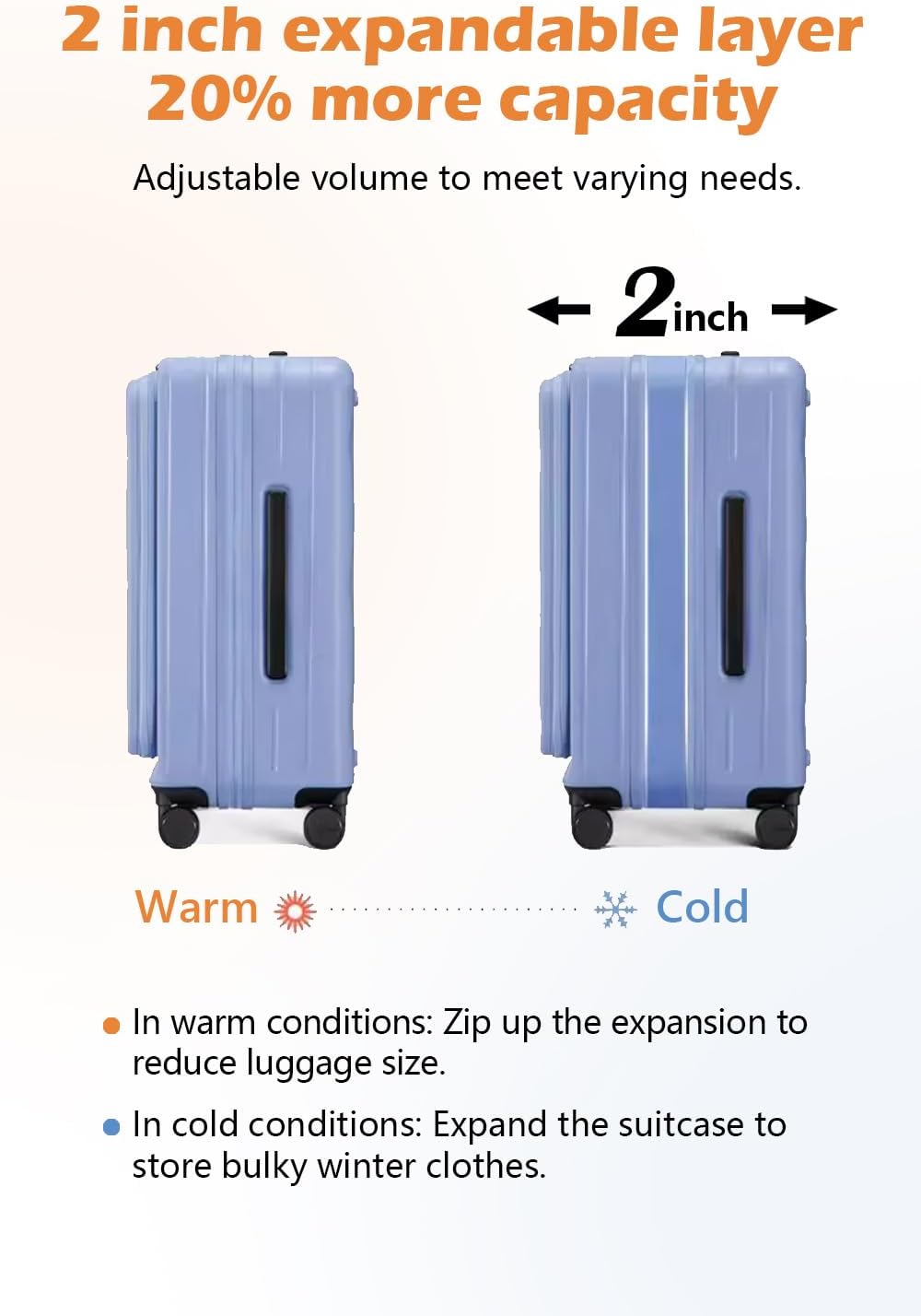 HotWay 24 Inch Expandable Carry On Luggage with Cup Holder, Hardside TSA Approved Luggage with
