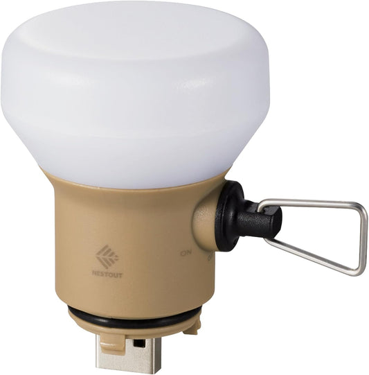 NESTOUT Rugged Outdoor Camping LED Lantern w/ Mini Tripod, Dimmable USB Powered Soft LED Light, IP44 Water Dust Resistant, 10-350 Lumen, Portable Lamp for Power Bank EDC Travel, LAMP-1 (Beige)