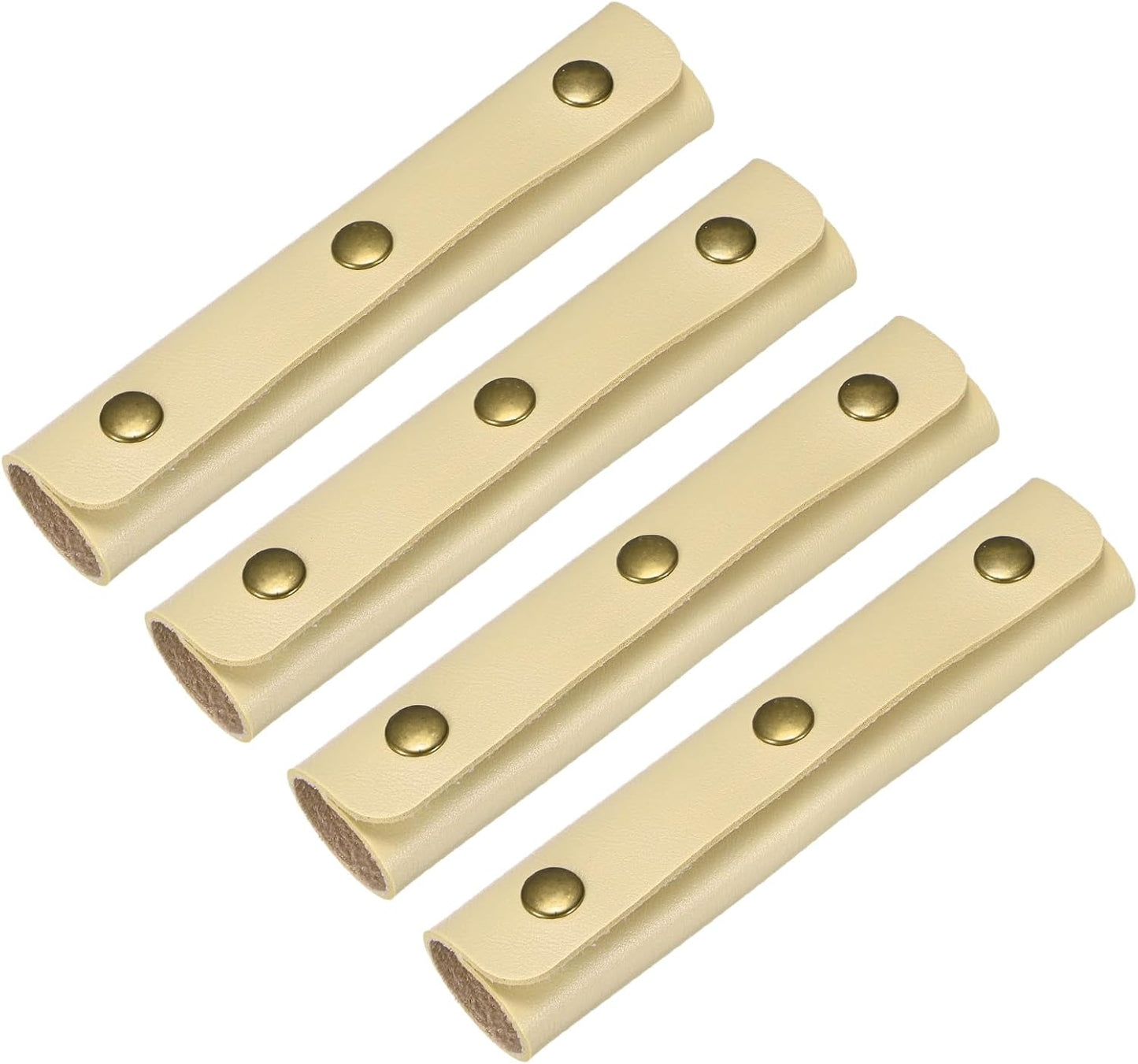 Leather Handle Wrap [4PCS] - Handbag Handle Wrap Cover with 3 Metal Clasps Use for Suitcases & Bags & Shopping Totes & Wallets - [Beige-5IN/13CM] Soft Purse Strap Pad