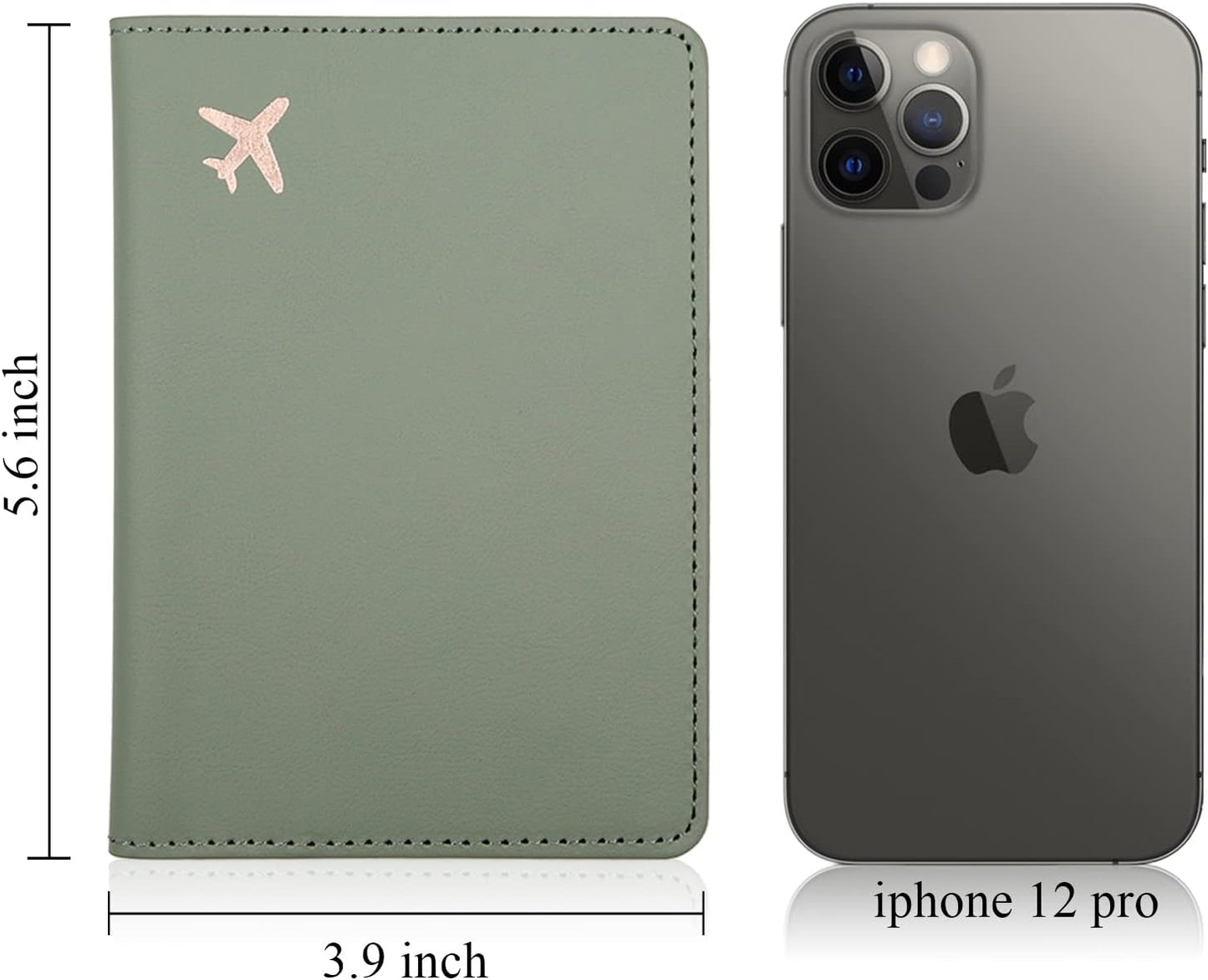 Deziliao Passport Holder,Passport Holder Card Slots, Passport and Vaccine Card Holder Combo, Cute Passport cover for Women and Men, with Waterproof Rfid Blocking, Passport Travel Wallet(Moss green)