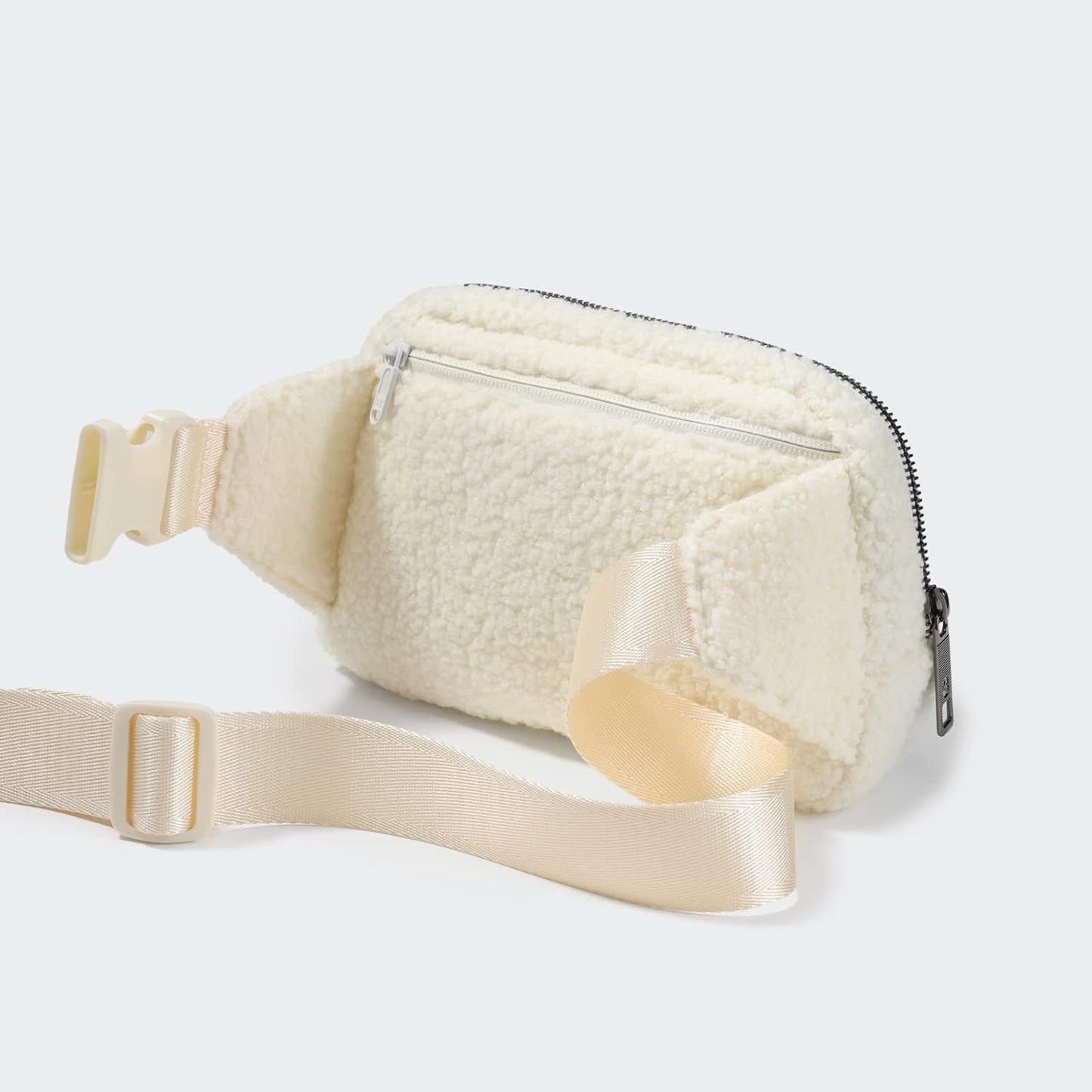 Pander Large 2L Fanny pack Everywhere Fleece Belt Bag for Women and Men with Adjustable strap Belt. (Floral White)